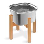 Decflow 3L Elevated Dog Water Bowl, Stainless Steel Raised Dog Food Bowl with Stand, Large Capacity No Spill Dog Water Bowl, Durable Wood Holder Pet Food Bowl for Small, Medium, and Large Dogs