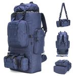 King'sGuard 100L Camping Hiking Backpack Molle Rucksack Military Camping Backpacking Daypack, Blue, Large, 100l Camping Hiking Backpack