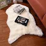 Hugs Living Soft and Fluffy Faux Fur Rug, Chair Cover Seat Pad Sofa Cushion for Living Room and Bedroom (Cream White, 24" x 40" | 61 x 102 cm)