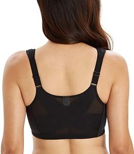 Lemorosy Soutien-Gorge Minimiseur sans Armatures pour Femme avec Bonnet Complet Fermeture Devant Confort Taille Grande (Noir,95F)