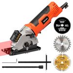 Yunirvana Compact Circular Saw, 480W Power, 3500 RPM, 28.5mm Max Cutting Depth, Includes 3X 85mm Blades, Laser Guide for Precision, Ideal for Cutting Wood, PVC, and More