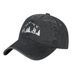 Wisedeal Women's Mountain Trees Hat Adjustable Washed Vintage Baseball Cap for Mom Dad Hat Black