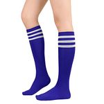 Women Athletic Socks Knee High Socks Sports Socks Compression Socks Tube Socks for Teen Girl 1 Pack Blue and White One Size