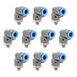 uxcell Elbow Push to Connect Air Fittings 6mm Tube OD X M5 Male Thread Pneumatic Quick Release Connectors Grey 10Pcs