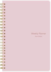 To Do List Notebook - Undated Weekly Planner Dairy A5 Spiral Productivity Checklist Organizer 52 Tear Off Pages with Habit Tracker PINK