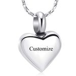 Imrsanl Small Heart Cremation Urn Necklace for Ashes Stainless Steel Memorial Ash Pendant Keepsake Jewelry, Stainless Steel