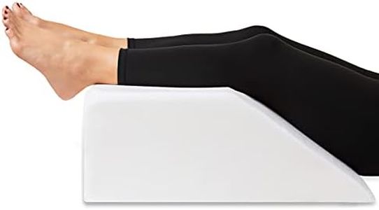 Leg Elevation Pillow with Cooling Gel Memory Foam Top, Post Surgery Leg Rest Pillow High Density Foam Bed Wedge Pillow for Leg & Back Support and Pregnancy - Relieves Knee, Hip and Lower Back Pain