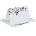 Stylish Tent Table Place Cards with Printed Watercolor Flowers - Small Paper Place Cards Name Cards - Printed on Both Sides for Table Setting, Suitable for Wedding, Banquets, Parties - 50 Packs