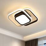 Dorlink LED Ceiling Lights, 2 Squares Flush Mount Ceiling Lighting, 32W Black and White Ceiling Light Fitting for Bedroom Kitchen Hallway Dining Room Warm White 3000K