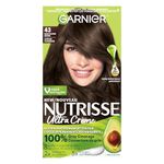 Garnier Nutrisse Ultra Crème, Permanent Hair Dye, 100% Grey Coverage, Vegan Formula, Nourished Hair, Long-Lasting Rich Colour, 43 Dark Golden Brown, 1 Application, Packaging May Vary