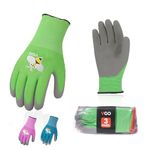 Vgo 3Pairs Age 3-5 Kids Gardening Gloves,Children Yard Work Gloves,Soft Safety Rubber Gloves(XXXS,Blue+Green+Purple,RB6013-KID)