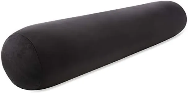 PILLOWY Straight Body Pillow, Full Size Premium Microbead,Side Sleeping/Maternity Pregnant Women, Supportive,Fluffy, Breathable, Cooling, 85/15 Spandex/Nylon Silky Feel Anti-Aging - 48 X 8 - Black