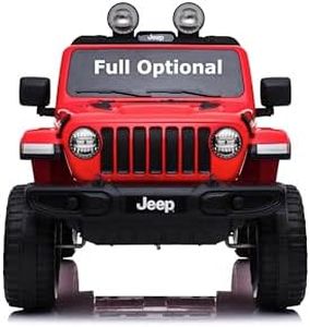 TOYSCAR Macchina Elettrica per Bambini Jeep Wrangler Rubicon Full Optional Auto Elettrica per Bambini Telecomandata 2 posti Sedile in Pelle Porte Apribili Doppio Motore Elettrico 12V (Rossa)