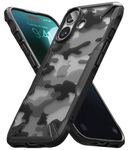 Ringke Fusion-X Compatible with iPhone 16 Case Cover Military Camo Hard Back Soft Flexible TPU Bumper Scratch Resistant Shockproof Protection iPhone 16 Back Cover - Camo Black