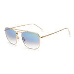 JIM HALO Retro Square Aviator Sunglasses Premium Glass Lens Flat Metal Eyewear Men Women (Gold/Gradient Blue)