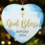 NewEleven Baptized 2024 Ornament, Baptism Gifts for Girl, Baptism Gifts for Boys, Baptism Decorations Ornament, Baptismal Gifts, Godchild Gift from Godparents God Bless - Ceramic Christmas Ornaments