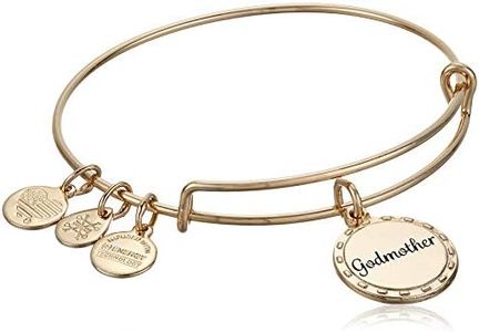 Alex and Ani Because I Love You Godmother Expandable Wire Bangle Bracelet for Women, My Guardian Angel Charm, Shiny Antique Gold Finish, 2 to 3.5 in