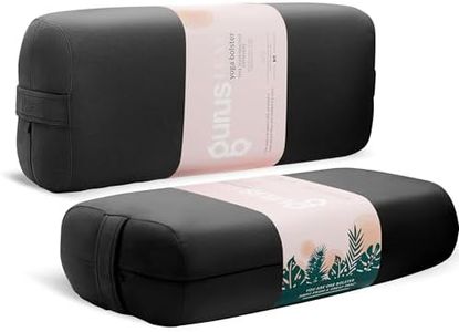 Gurus Yoga Bolster Pillow for Restorative Yoga - Super Soft, Lightweight & Firm Support - Easy to Carry Meditation Bolster with Carrying Handles - Rectangular Exercise Pillow with Machine Washable Cover (Black)