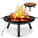 Outdoor Fire Pits For Garden: Large BBQ Firepit Bowl With Grill For Outdoors Camping