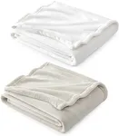 Bedsure Fleece Blanket White and Linen