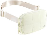 Telena Fanny Packs for Women Puffer Belt Bag Quilted Crossbody Bag with Adjustable Strap Beige