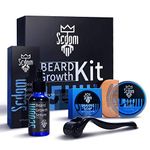 Beard Growth Kit, Scdom Grow a Beard Kit for Men with Titanium Derma Roller + Beard Growth Serum Oil + Beard Balm + Beard Cleansing Soap + Comb, Beard Grooming Tool Kit Best Gift for Men/Dad