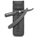 STONLI® Cut Throat Razors - Straight Razor with Matte Black Finish Professional Barber Razor - Premium Quality Single Blade Shaving Razor for Moustache and Beard - Pouch Included (Black Metal)