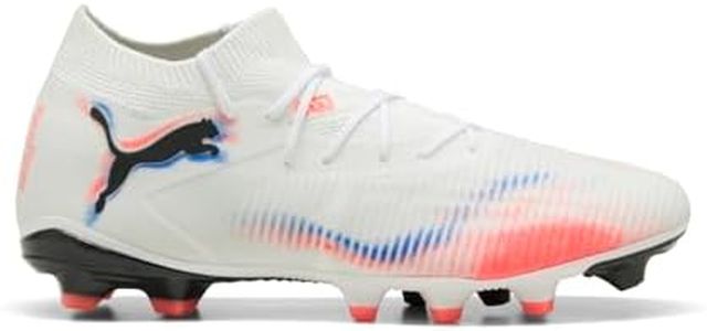 PUMA Men's Future Match Firm, Artificial,Ground Soccer Cleats Sneaker, White-Black-Glowing Red AH25, 8