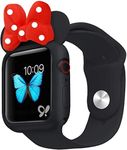 Nenis Cartoon Soft Silicone Protective Frame Anti-Scratch Cover| Case Mouse - Kitty Ears Compatible with Apple Watch Series 8, 7, 6, 5, SE (Black - Red, 41mm)