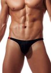 Newsywell Men's G-String Thong Micro G-String Thong Bulge Bikinis Microfiber Low Rise Briefs Underwear Black Large