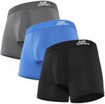 JustWears Active Mens Trunks, 3 Pack | Breathable Anti-Chafe Underwear with PouchTech™ Support | Moisture-Wicking MicroModal Air Cool Fabric | Seamless Sustainable Boxers for Men | Pants Gift