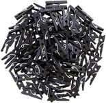 Juvale 100 Pack Wooden Mini Clothes Pins for Photos, 1 Inch Black Clips for Scrapbooking, Arts and Crafts