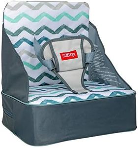 Nuby Easy Go Booster Seat - Travel Booster Seat for Babies and Toddlers - Holds Up To 50 Pounds - 9+ Months - Gray Chevron