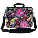 Meffort Inc 17 17.3 inch Neoprene Laptop Bag Sleeve with Extra Side Pocket Soft Carrying Handle & Removable Shoulder Strap for 16 to 17.3 Size Notebook Computer - Art Design