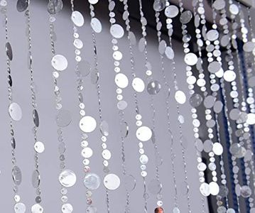FlavorThings Silver Bubble Beaded Curtain 3' Wide x 6' Long,Room Divider - Beaded Curtain for Party Wedding Home Kids Bedroom Backdrop Doorway Decorationss (1pc 3FTx6FT, Silver)