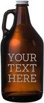 Spotted Dog Company Personalized Etched 64oz Amber Glass Beer Growler - Customized Engraved Gifts for Men - Beer for Men - Groomsmen Gifts, Your Text Here