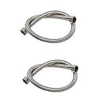 Toilet Braided SUS304 Stainless Steel Water Supply Lines Bathroom Faucet Tubes Connector 1/2"-14NPSM Brass Nut to 1/2" Female Fitting, Faucet Hose for Sink Lead-Free 20-Inch Long x 2 Pack…