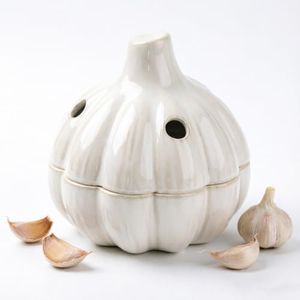 Ceramic Garlic Keeper with Lid Garlic Holder Garlic Storage Container Jar