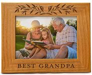 Best Grandpa, Engraved Natural Wood Photo Frame Fits 5x7 Horizontal Portrait for Grandpa, Grandparent's Day, Best Grandpa Ever, Grandfather Gifts, Grandpa & Me, Father's Day, Christmas