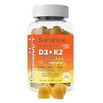 Vitamin d Gummies with K2 and Calcium, High Strength Sugar Free Sunshine Gummies, 2 Months Supply, Natural Orange Flavoured Vegetarian Gummies