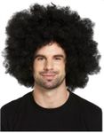 HENBRANDT Fancy Dress Afro Jumbo Black Wig Adult Size