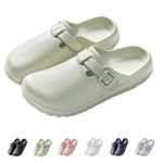 IDEINER Garden Clogs Shoes for Women Men Slip on Mules Sandal Lightweight Nurse Kitchen Clogs Soft Bottom Adjustable Buckle Slippers Ladies Clogs Walk Work Shoes Green Size 11 Women/8.5 Men