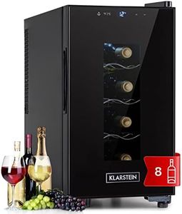 KLARSTEIN Cave a Vin, Réfrigérateur Bar/à Vin sur Pieds avec Porte en Verre, Cave à Vin de Vieillissement, Prosecco, Bière, Ecran Tactile, Frigo, Protection UV, 11-18°C, 8 Bouteilles