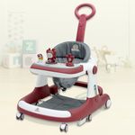 Infantso Teddy Steady Premium (4-in-1) Baby Walker, Bouncer, Feeding Tray, & Push Toy - Baby Walkers 6-24 Months | Walker for Kids 1 Years- 01Maroon