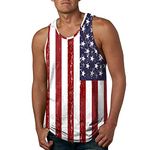 4th of July Shirts Mens Muscle Tank Top USA Flag Print Sleeveless Graphic Gym Workout American Flag Shirt(White,XX-Large)