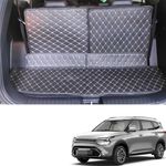 CAPEDELL Premium 7D Boot/Trunk Mats Compatible for Hector Plus 6 Seater||Luxury Leather Double Layered mats||Set of 3Pcs||100% Waterproof and Washable (Black with Silver)