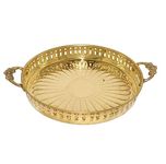 Shiv Home World Pure Brass Fancy Khumcha Plate Tray Size Big
