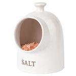 KooK Ceramic Salt Pig, Wide Mouth Crock, Countertop Storage Container for Spices, White Salt Cellar, Stoneware, Dishwasher Safe, 15 oz, Speckled Oatmeal, Farmhouse Collection