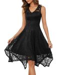 Meetjen Women's Wedding Guest Dresses Elegant Floral Sleeveless V-Neck Mother of The Bride Formal Party Dress Black XS