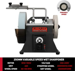 BUCKTOOL 250mm Variable Speed Sharpener – Wet Stone Grinder